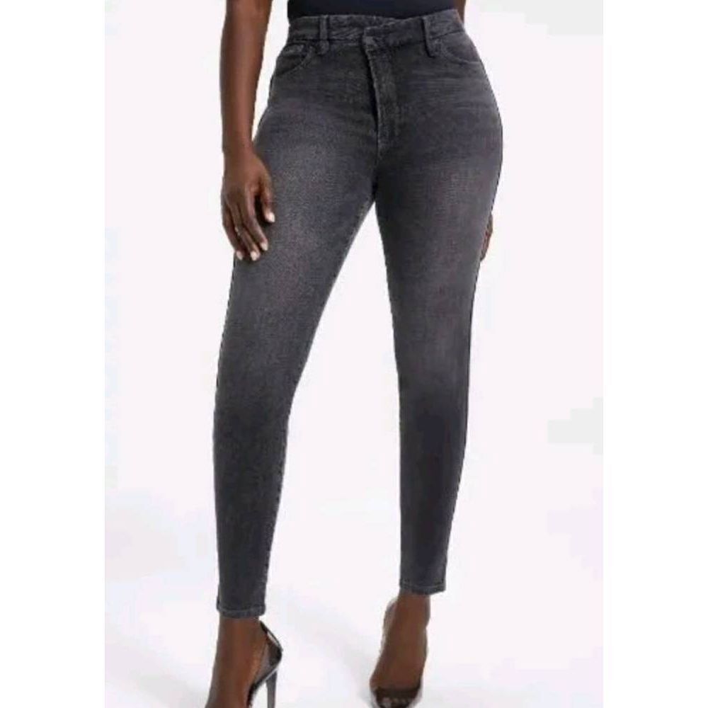 Good American Womens Good Curve Skinny Jeans Crossover Waistband Stretch Gray sz